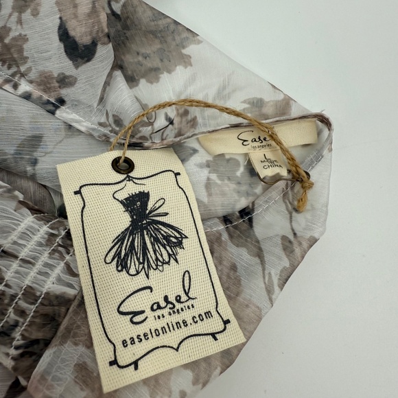 Easel Dress Women Large NEW Gray Floral Sheer Fairy Coquette Maxi Cover Up - Picture 8 of 14